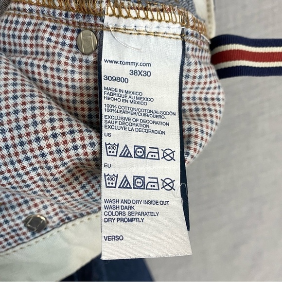 Tommy Hilfiger Classic Straight Jeans 38W Hemmed Short 100% Cotton Blue - Picture 5 of 11